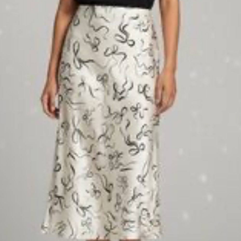 Rachel Zoe Cream and Black A-Line Skirt